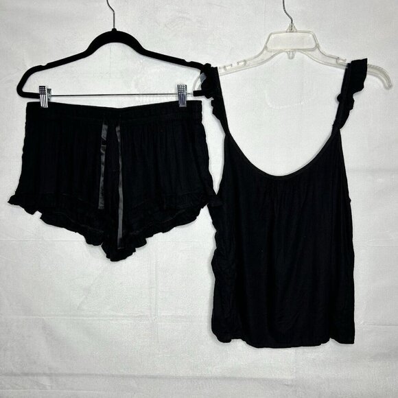 Ugg 2-Piece Pajamas Shorts / Tank Shirt Black Sz Large Drawstring Super Soft - Picture 1 of 10